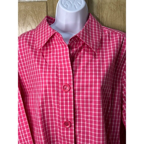 Foxcroft | Pink Checkered Wrinkle Free Shaped Fit Button Front Shirt Size 22W - Picture 3 of 8